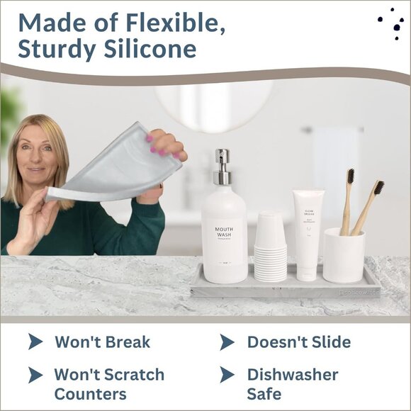 Countertop and Vanity Tray - Silicone Bathroom Tray Countertop, Dish Soap Trays - Picture 3 of 5